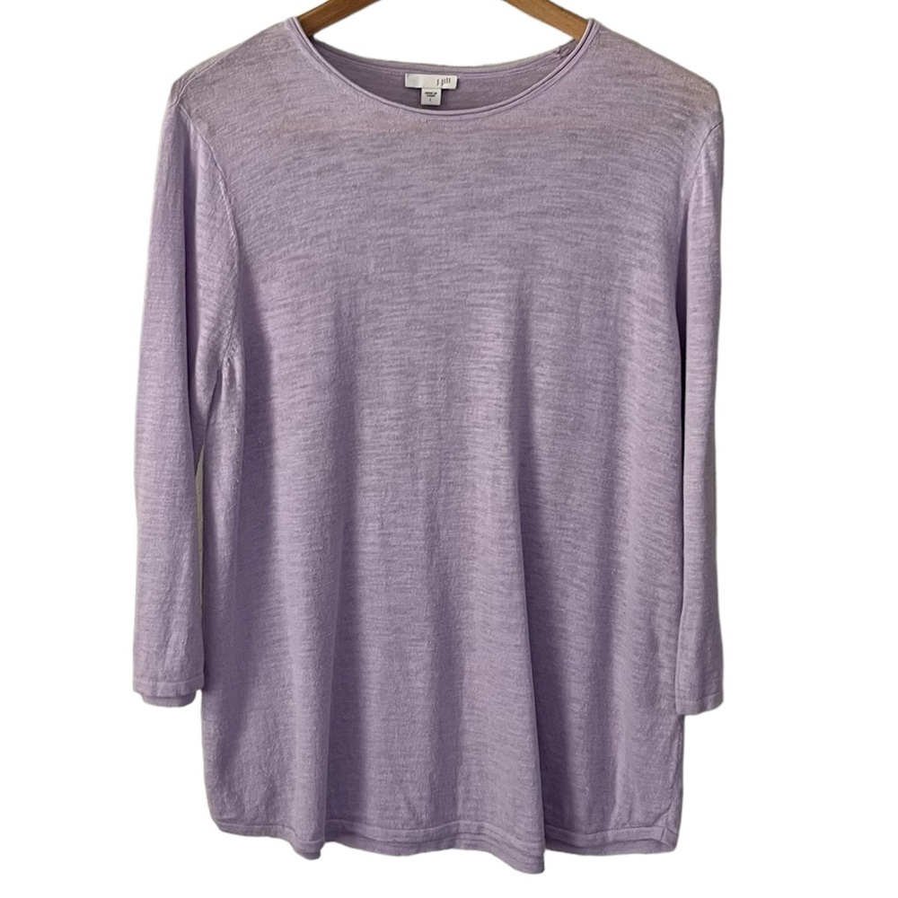 J. Jill Linen/Cotton Blend Lavender Purple Quarter Length Sleeves Blouse Size L